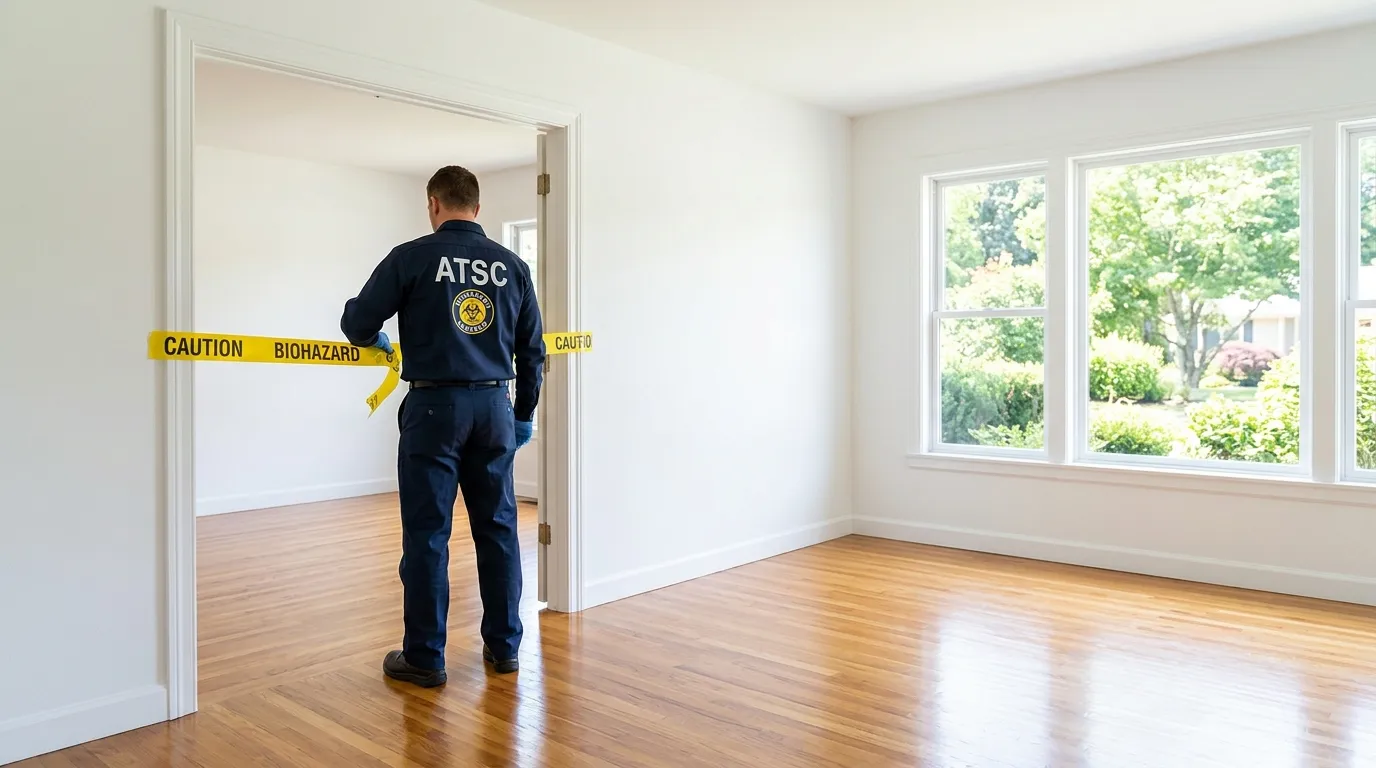 Certified biohazard cleanup crew performing Decomposition Cleanup in Alameda